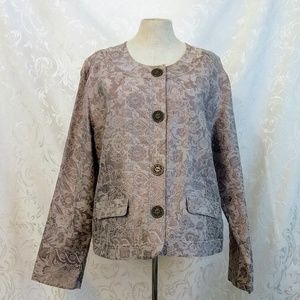 Chico's Formal Gray Button Down Brocade Jacket